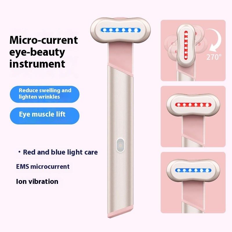 4 Colors Electric Eye Massager Red Blue Light Massage Eye Beautification Instrument Therapeutic Warmth Face Massage