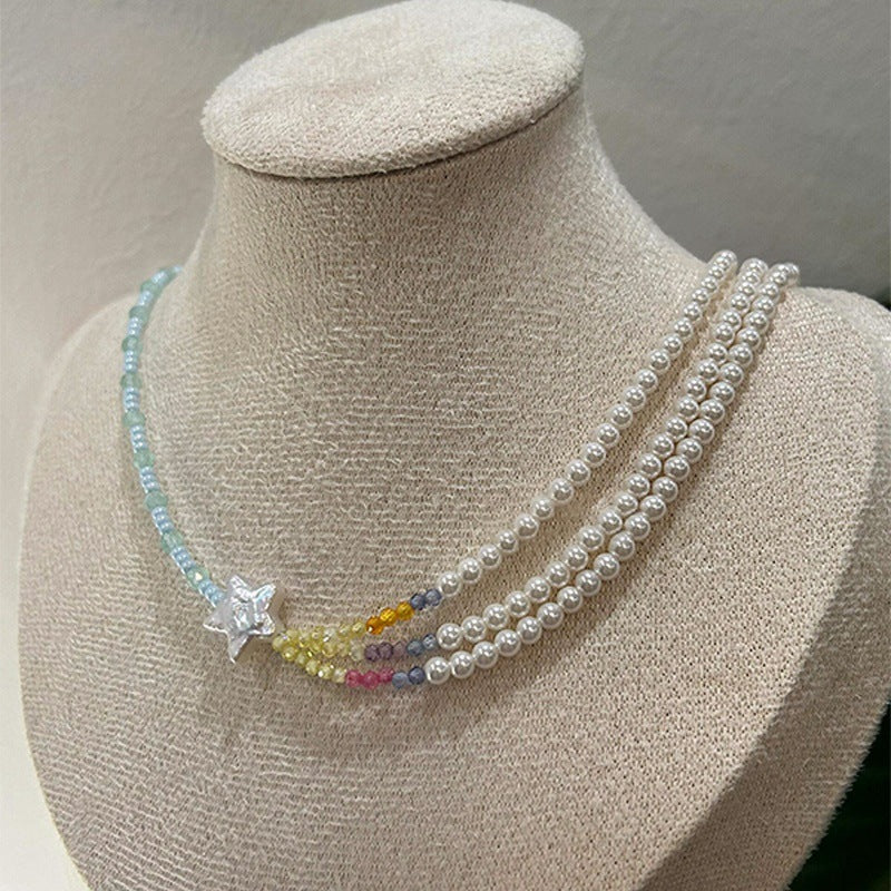 Baroque XINGX Colorful Twin Pearl Necklace