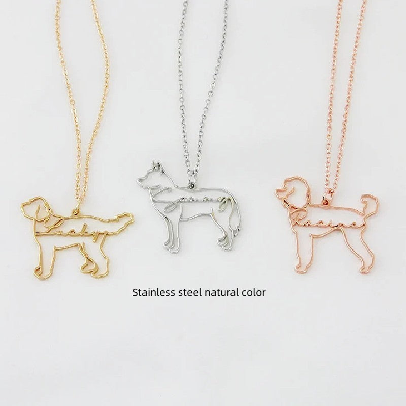 Customized Pet Shape Name Pendant Stainless Steel Necklaces For Women Personalized Cat Necklace Animal Memorial For Pet Lover